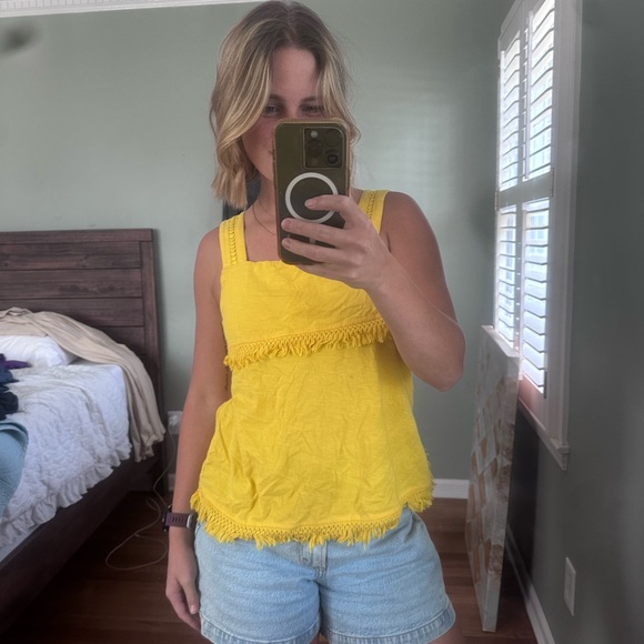 Yellow Fringed Women's Top - Picture 1 of 8